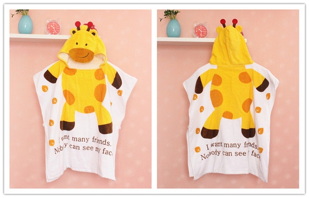 Детское пляжное полотенце пончо  с животными фото