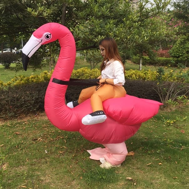 Огромный костюм розовый фламинго надувной фото
