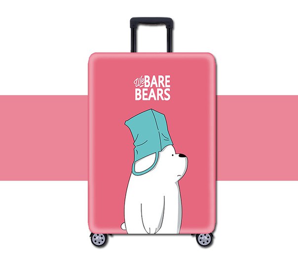 Чехол на чемодан с белый медведем с пакетом на голове
