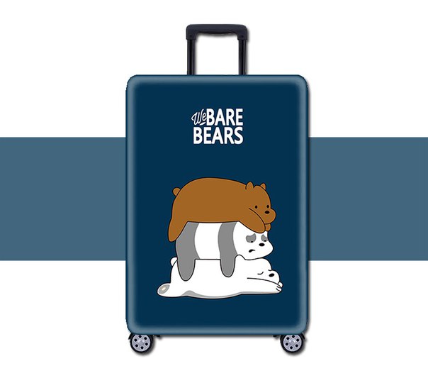 Чехол на чемодан синий с лежащими медведями фото