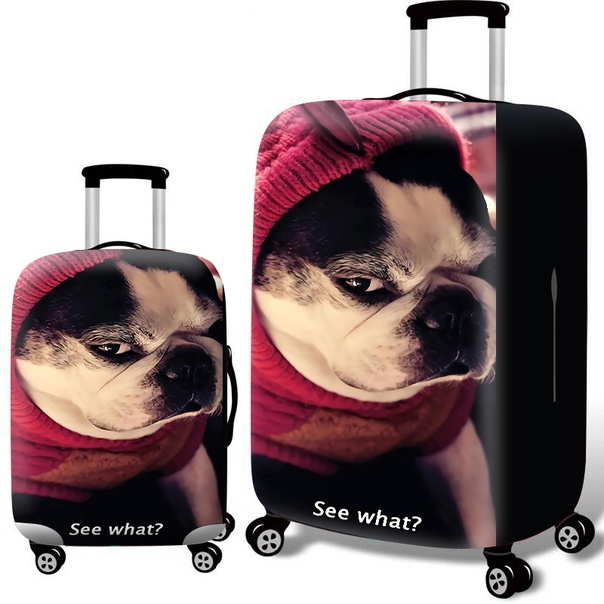 Чехол на чемодан с 3D рисунком собаки фото