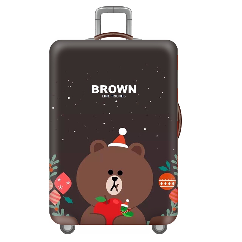 Чехол на чемодан с коричневым медведем новогодний фото