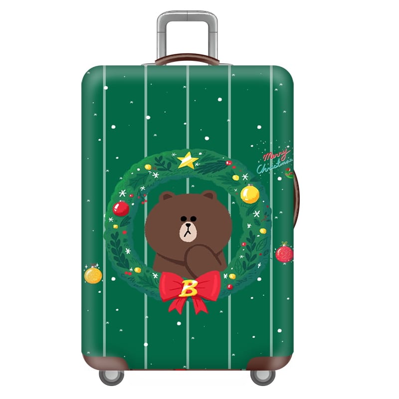 Чехол на чемодан с медведем с рождественским венком фото