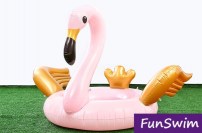 Надувной круг нежно розовый фламинго с золотыми крыльями фото