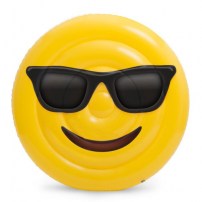 Надувной круглый желтый матрас смаил в очках фото