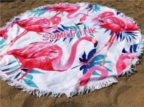 Пляжное полотенце - коврик с фламинго
