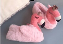 Тапки лапки в виде розового фламинго
