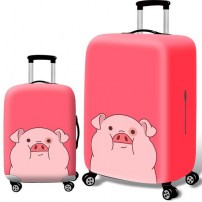 Розовый чемоданный чехол со свинкой