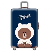 Чехол синий на чемодан с бурым медвежонком
