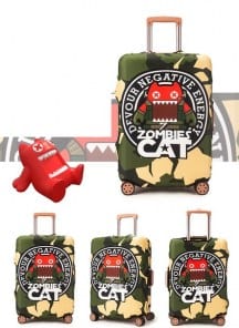Чехол на чемодан Zombies cat  военный