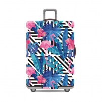 Яркий чехол на чемодан с фламинго