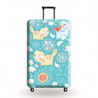 Голубой чехол для багажа с влюбленым котиком