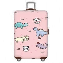 Розовый чехол на чемодан милый зоопарк