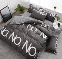 Серый постельный набор с надписью No