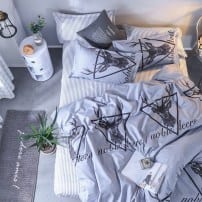 Серый постельный набор с полярными оленями фото