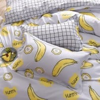 Серый постельный набор с желтыми бананами фото