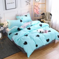 Симпатичный голубой постельный набор с сердечками фото