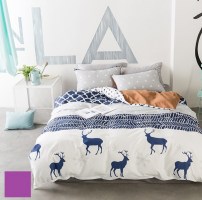 Белый постельный комплект с оленями и вышивкой