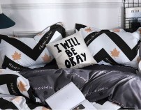 Черно-белый постельный комплект с осеним листьям фото