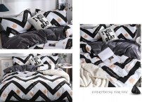 Черно-белый постельный комплект с осеним листьям фото