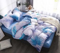 Голубой постельный комплект с листья пальмы