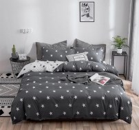 Серый двухспальный комплект спальный со звездами