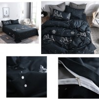 Черный комплект спальный с ночным лесом фото
