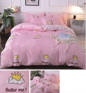 Розовый комплект спальный с короной