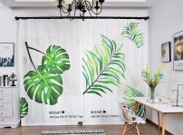 Модные, летние домашние шторы с листьями фото