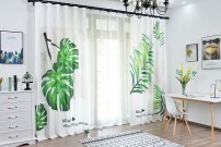 Модные, летние домашние шторы с листьями фото