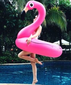 Большой надувной круг розовый фламинго