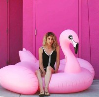 Огромный надувной розовый лебедь 190 см